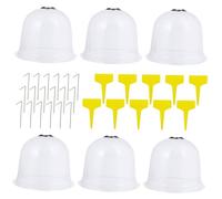 Levemolo Copertura a Cupola per Piante da Giardino con 6 Pezzi, 10 Etichette e 18 Picchetti, Protezione per Piantine in Serra, Mantenimento Temperatura e umidità, per Orto e Colore Casuale