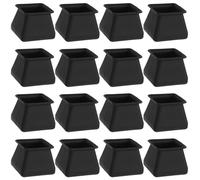 Levemolo Copri Piedi per Sedie 16 Pezzi in Silicone Nero, Antiscivolo e Antigraffio, Protezioni Quadrate per Piedini Mobili, per Sala Pranzo e Ufficio Silenzioso