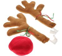 Levemolo Decorazione Natalizia per Auto Corna di Renna Oxford Color Kaki Campanelli e Nastri per Atmosfera Festiva di Natale Durante la Guida