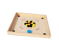 Levemolo Gioco da Tavolo in Legno Beige Portatile Antiscivolo con Monete e Pusher, Indoor per Tutte le Età