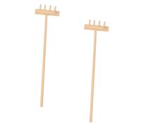 Levemolo Mini Rastrello da Giardino Zen in Bambù 14cm Set 2 Pezzi, Accessorio Decorativo per Sabbiera da Tavolo, Utensile Manuale Leggero per Piante in Vaso e Giardinaggio Zen