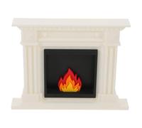 Levemolo Miniatura Focolare Finto Bianco Vintage per Casa delle Bambole Simulazione Fuoco Realistico Decorazione Retrò per Villaggio Natalizio e Giardini Fatati