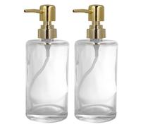 Levemolo Set 2 Pezzi Bottiglie da Viaggio per Lozione 400ml in Vetro Trasparente Pompa a Pressione Facile da Riempire Design Raffinato per Uso Domestico e Hotel