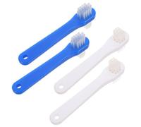 Levemolo Spazzolino per Dentiera Doppia Testina 4 Pezzi, Pulizia Completa Protesi Dentale, Formato Portatile in Pp, per Dentiera Totale e Parziale, Facile da Trasportare