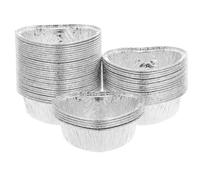 Levemolo Teglie a Forma di Cuore in Alluminio per Barbecue e Picnic, 50 Mini Stampini Resistenti al Calore per Muffin e Crostatine Monoporzioni Usa e Getta