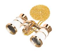 Levenhuk Broadway 325B 3x25 Binocoli da Teatro e Concerto, da Donna, Vintage, Compatti e Leggeri, con Elegante Catena in Metallo, Colore Blanco