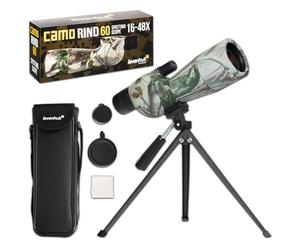 Levenhuk Camo Rind 60 - Cannocchiale Terrestre con Treppiede, Zoom 16-48x, Ottica BK-7 Fully-Coated, Design Mimetico - Robusto per Caccia, Arceria, Tiro a Segno, Birdwatching, Natura, Campeggio
