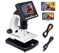 Levenhuk DTX 500 LCD - Microscopio Digitale Portatile con Display 3.5”, Zoom 20x-500x, Fotocamera/Video, 8 LED, Compatibile PC/Windows/MacOS, per Adulti e Bambini.