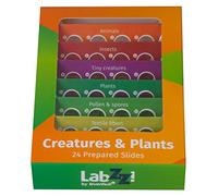 Levenhuk LabZZ CP24 Creatures & Plants Set di Vetrini Preparati Didattici per Microscopio di 24 Campioni di Animali, Insetti e Piante per Bambini con Curiosità per la Biologia