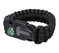 Levenhuk LabZZ FL5: Bracciale da Turismo 5 in 1 con Pietra Focaia, Acciarino, Corda, Bussola e Fischietto, Nero