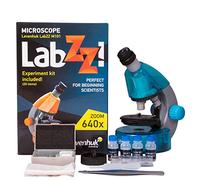 Levenhuk LabZZ M101 Azure STEM Microscopio per Bambini con Zoom 640x, Luce a LED, Kit Scientifico Giocattolo Portatile di Vetrini Preparati, Strumenti di Laboratorio, Guida con Esperimenti (DE)