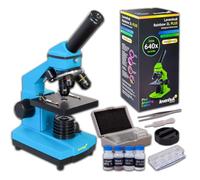 Levenhuk Rainbow 2L PLUS Azure Home Lab Kit STEM per Bambini con Microscopio Biologico Portatile 640x, Guida Agli Esperimenti Illustrata a Colori, Campioni Preparati e Strumenti Scientifici (IT)