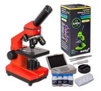 Levenhuk Rainbow 2L PLUS Microscopio Biologico Portatile per Bambini e Studenti, Ingrandimento 640x, Guida Illustrata, Kit Esperimenti Scientifici, Confezione di Qualità, Laboratorio Scolastico (IT)
