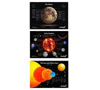 Levenhuk Set di 3 Poster Educativi Tema Spaziale: Luna, Sistema Solare, Sole e Altre Stelle (Edizione in Inglese)