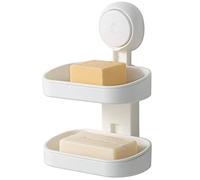 LEVERLOC Doppio strato Portasapone a Ventosa, Supporto per Sapone a Ventosa con Installazione in un Secondo, Forte Supporto per Spugna per Doccia, Bagno, senza Trapano, Rimovibile