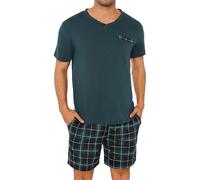 Leversic Pigiama Uomo Estivo Pigiami Corto Scollo a V Abbigliamento da Casa in Due Pezzi Comodo Morbido S-3XL