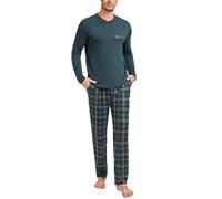 Leversic Pigiama Uomo Invernale Cotone Pigiama Due Pezzi Pigiama Maniche Lunghe e Pantaloni a Quadri S-4XL
