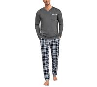 Leversic Pigiama Uomo Invernale Cotone Pigiama Due Pezzi Pigiama Maniche Lunghe e Pantaloni a Quadri S-4XL