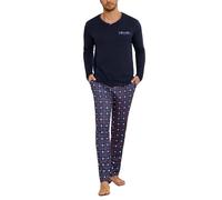 Leversic Pigiama Uomo Invernale Cotone Pigiama Due Pezzi Pigiama Maniche Lunghe e Pantaloni a Quadri NBRW XL