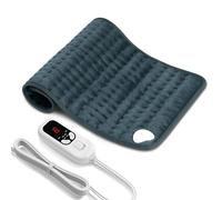 Levesolls Termoforo Elettrico 60x30cm - Per Schiena, Spalle e Addome, 6 Livelli Di Temperatura, 4 Timer, Riscaldamento Rapido, Spegnimento Automatico, Lavabile In Lavatrice - Grigio Bluastro