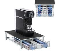 LEVHome - Cassetto Porta Capsule Caffè Compatibile Dolce e Gusto in Metallo e Acciaio, Elegante Colore Nero, Design Salvaspazio 42x27,5x4cm - Ottimo per Capsule