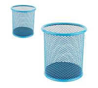 Leviatan - 2 pezzi - Portapenne in metallo | Portapenne rotondo in metallo | Mesh multifunzione tazza per penna a sfera Ø 91 mm blu