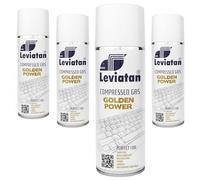 LEVIATAN GOLDEN POWER Aria Compressa Spray 4 x 400 ml - Detergente ad Aria per Elettronica, PC, Tastiere, Fotocamere e Dispositivi di Precisione
