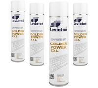 LEVIATAN GOLDEN POWER Aria Compressa Spray 4 x 600 ml - Detergente ad Aria per Elettronica, PC, Tastiere, Fotocamere e Dispositivi di Precisione