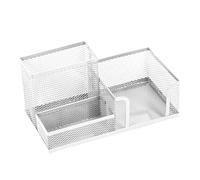 Leviatan Organizer Da Scrivania, Portapenne da Tavolo In Metallo, Ripiano da Ufficio con Porta Foglietti In Rete, 205 x 103 x 98 Mm, Perla
