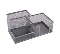 Leviatan Organizzatore da Scrivania, Organizzatore da Scrivania in Metallo, Portapenne da Ufficio, Organizer da Scrivania con Supporto per Appunti in Rete, 205 x 103 x 98 mm, Argento
