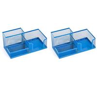 Leviatan Organizzatore da Scrivania | Organizzatore da Scrivania in Metallo | Portapenne da Ufficio | Organizer da Scrivania con Supporto per Appunti in Rete | 205 x 103 x 98 mm | Blu Navy