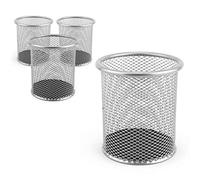 Leviatan portapenne in metallo, 24 pezzi, portapenne, rotondo, in metallo metallico, tazza multifunzione per penna a sfera Ø 91 mm, argento