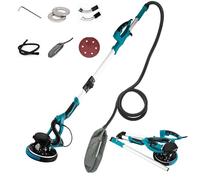 Levigatrice da parete 850W Levigatrice Pieghevole con Manico Telescopico, 5 Velocità Variabili 800-1800 RPM, Luce LED 360°, Dischi 215mm per Lucidare Muri a Secco e Soffitti