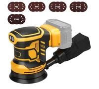 Levigatrice eccentrica a batteria, 125 mm, levigatrice orbitale professionale per Dewalt 18 V, batteria 20 V, motore senza spazzole, 11000 giri/min, levigatrice a batteria, 3 livelli di potenza con 15