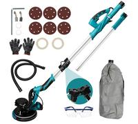 Levigatrice Giraffa, 1250 W 225 mm Levigatrice da parete e da soffitto, 5 velocità (800 a 1800 giri/min), con sistema di aspirazione automatico, manico telescopico, lungo tubo per polvere, luce LED (C