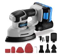 Levigatrice Mouse per Legno: DEKOPRO 20V Multifunzione Levigatrice Palmare con Batteria 13000 RPM, 3 Accessori Aggiuntivi 12PCS Carte Vetrata - per Levigare in Falegnameria e DIY Blu-grigio