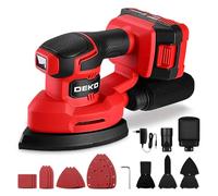 Levigatrice Mouse per Legno: DEKOPRO 20V Multifunzione Levigatrice Palmare con Batteria 13000 RPM, 3 Accessori Aggiuntivi 12PCS Carte Vetrata - per Levigare Lucidare in Falegnameria e DIY Rosso