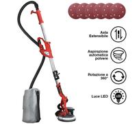 Bakaji Levigatrice Muro Soffitto Pieghevole Carteggiatrice Giraffa Cartongesso Aspirazione Polvere Automatica con Luce a LED Asta Telescopica e 6 Dischi Abrasivi