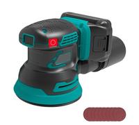 Levigatrice orbitale a batteria da 125 mm, smerigliatrice elettrica per legno da 12000 giri/min con batteria da 2000 mAh e 9 fogli abrasivi, 3 velocità regolabili