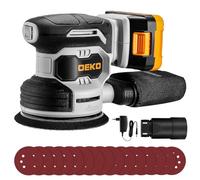 Levigatrice Orbitale a Batteria: DEKOPRO Levigatrice Rotorbitale con 1 Batteria 2000mAh, Orbitale per Legno da 125 mm, 13000 RPM, con Sacchetto per la Polvere e 15 Fogli di Carta Vetrata