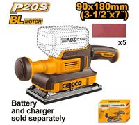 Levigatrice orbitale a Batterie BRUSHLESS INGCO 90x180 NUDA Solo Corpo macchina