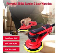 Levigatrice orbitale casuale elettrica da 350 W, motore brushless, levigatrice a palmo a bassa vibrazione, velocità variabile da 10000 giri/min, per lucidatura
