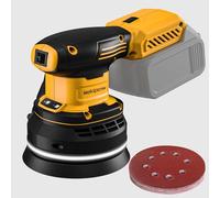 Levigatrice orbitale casuale senza spazzole senza fili, compatibile con batteria Dewalt da 20 V, levigatrice orbitale elettrica con collettore di polveri, 5 velocità variabili, per levigatura