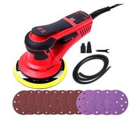 Levigatrice Orbitale Con Motore Brushless Da 6" E Basse Vibrazioni 350 W, 10.000 Giri/min, For Lucidatura Del Legno 12 Fogli Abrasivi Regolazione Della Velocità