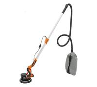 Levigatrice per cartongesso, 750 W, manico pieghevole allungabile a 90°, smerigliatrice da parete con luce LED e 6 carta vetrata, 900-1800 RPM, levigatrice da soffitto per muro a secco (arancione)