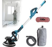 Levigatrice per Cartongesso, Levigatrice Elettrica da 1800 W con Raccolta Automatica della Polvere A Vuoto, velocità Variabile 1000-2100 Giri/min, Levigatrice per Pareti Retrac, 100sandpaper