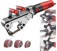 Levigatrice per tubi per tubi, levigatrice professionale per levigatrice a nastro da 1100 W, con 6 velocità variabili e 5 nastri abrasivi per la smerigliatura di legno e plastica, rimozione d 4Roller