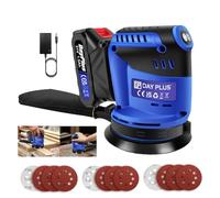 Levigatrice Rotorbitale a Batteria 21V, 125mm - 3 Velocità,11000 OPM,con Sacchetto Raccolta Polvere,1 batteria,1 caricatore,12 Carte Abrasive - Ideale per Legno, Laccature, Metallo e Ceratura