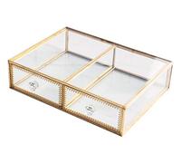 Levilan Organizer per tavolozza in vetro trasparente con 2 cassetti, contenitore per cosmetici, contenitore per trucco 2 cubi portagioie/cassettiera di bellezza per armadietto di vanità decorativo