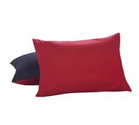 Levinsohn Lux Hotel Biancheria da Letto Reversibile in Microfibra, Panno, Standard/Queen, Navy/Rosso, 2-Pack